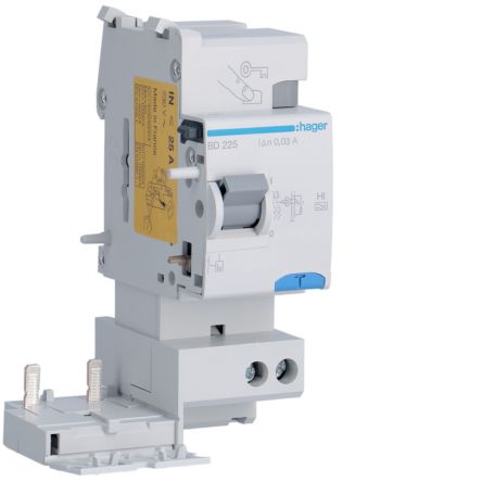Hager BD Series RCCB, 25A, 2 Pole, 30mA, Type A-HI, 230V [BD225]; 597-891