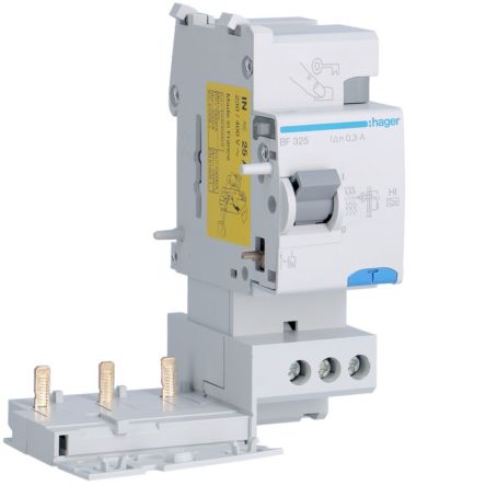 Hager BF Series RCCB, 25A, 3 Pole, 300mA, Type A-HI, 230/400V [BF325]; 597-977