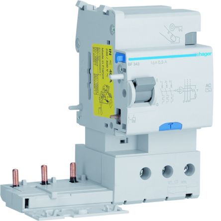 Hager BF3 RCCB, 40A, 3 Pole, 300mA, Type AC, 230 → 400V ac [BF343]; 597-978