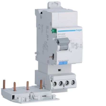 Hager BFH Series RCCB, 25A, 3 Pole, 300mA, Type A-HI [BFH425F]; 597-988