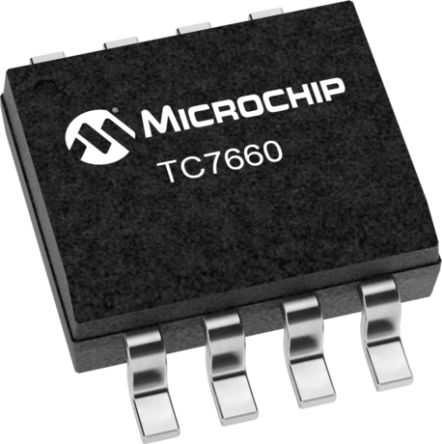 Microchip TC766 DC-DC Converter, -4.3V dc/ 20mA Output, 1.5 → 10 V dc Input, 800mW, Surface, +85°C Max Temp [TC7660EOA713]; 598-223
