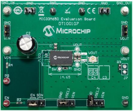 Microchip MIC33M650 6A Step Down Module Evaluation Board Evaluation Board for DT100107 for MIC33M650 [DT100107]; 599-000