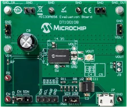 Microchip MIC33M656 6A Step Down Module Evaluation Board Evaluation Board for DT100108 for MIC33M650 [DT100108]; 599-001
