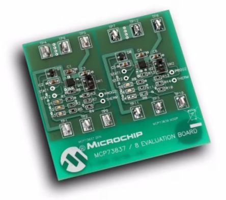 Microchip MCP73837/8 AC/USB Dual Input Battery Charger Evaluation Board Evaluation Board for MCP7383XEV-DIBC for [MCP7383XEV-DIBC]; 599-063