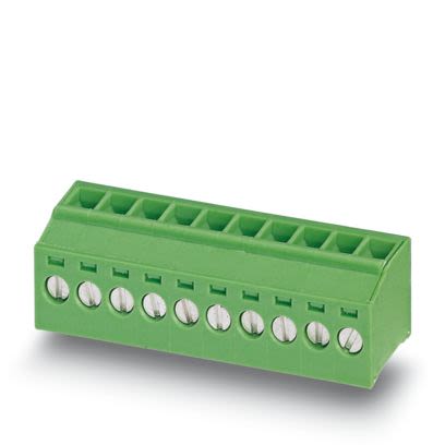 Phoenix Contact PCB Terminal Block, 2-Contact, 3.5mm Pitch, Wave Soldering, 1-Row, Plug In, Screw Termination [1868128]; 599-186