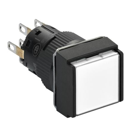 Schneider Electric Harmony Series Illuminated Illuminated Push Button Switch, Latching, Flush Mount, 16mm Cutout, White [XB6ECF1B2P]; 599-642