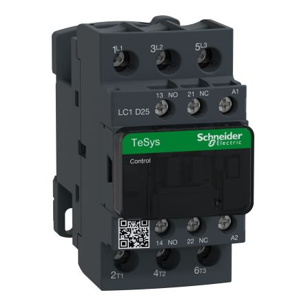Schneider Electric TeSys Deca TeSyS D Contactor, 115 V Coil, 3-Pole, 25 A, 15, NO/NC, 115 V ac [LC1D25FE7TQ]; 599-657