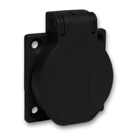 Schneider Electric, Mureva IP54 Black Flush Mount 2P+E Industrial Power Socket, Rated At 10 A, 16 A, 250 V [PKN51N]; 599-675