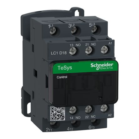 Schneider Electric TeSys Deca TeSyS D Contactor, 115 V Coil, 3-Pole, 32 A, 10, 3NO, 115 V [LC1D18FE7TQ]; 599-697
