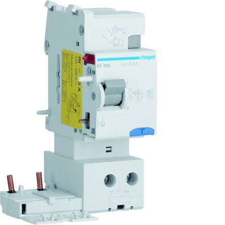 Hager BF RCD, 63A, 2 Pole, 300mA, Type AC, 230 → 400V [BF266]; 599-763