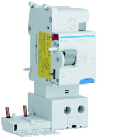 Hager BF RCD, 63A, 2 Pole, 300mA, Type A-HI, 500V [BF267]; 599-764