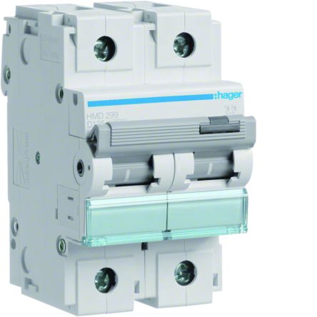 Hager Hager HMD Circuit Breaker, 2P, 125A Curve D, 415V AC, 15 kA Breaking Capacity [HMD299]; 599-779