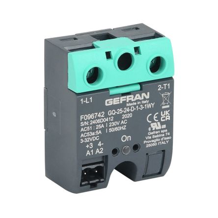 Gefran GQ Series Solid State Relay, 75 A Load, Surface Mount, 600 V ac Load, 32 V ac/dc Control [GQ-75-60-A-1-1]; 601-003