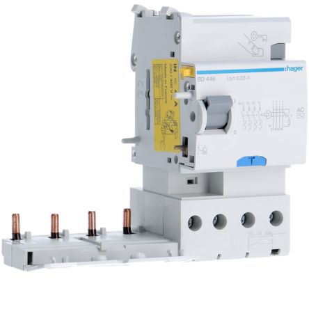 Hager BD RCCB, 40A, 4P Pole, 30mA, Type AC [BD446]; 602-053