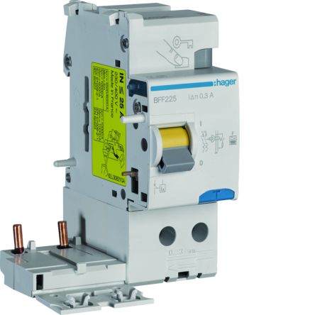 Hager BFF RCCB, 25A, 2 Pole, 300mA, Type F [BFF225]; 602-058