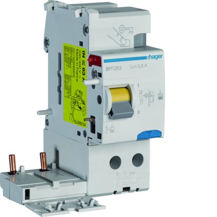 Hager BFF RCCB, 63A, 2 Pole, 300mA, Type F [BFF263]; 602-061