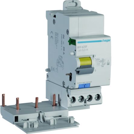 Hager BFF RCCB, 25A, 3P+N Pole, 300mA, Type F [BFF425F]; 602-065