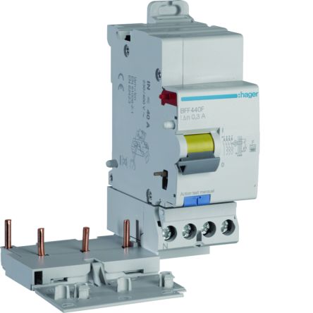 Hager BFF RCCB, 40A, 3P+N Pole, 300mA, Type F [BFF440F]; 602-067