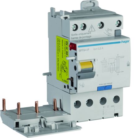 Hager BFF RCCB, 40A, 3P+N Pole, 300mA, Type F [BFF940F]; 602-071