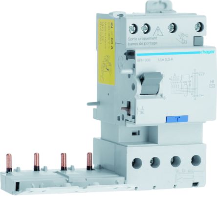 Hager BFH RCCB, 63A, 4 Pole, 300mA [BFH866]; 602-077