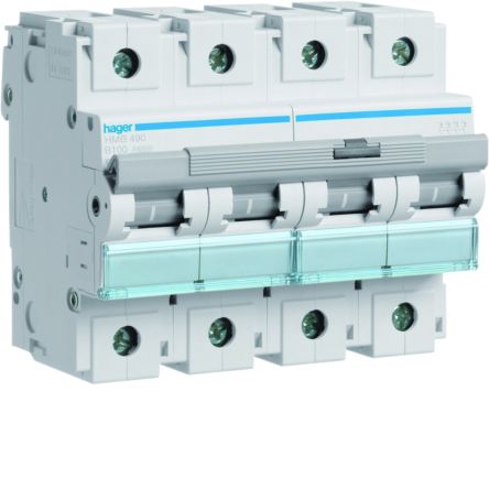 Hager HMB MCB, 4P, 100A, 400V AC, 15 Breaking Capacity [HMB490]; 602-108