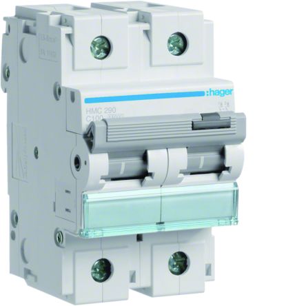 Hager HMC MCB, 2P, 100A, 400V AC, 15 Breaking Capacity [HMC290]; 602-111
