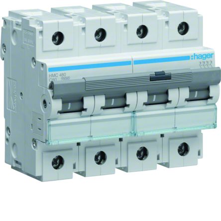Hager HMC MCB, 4P, 80A, 400V AC, 15 Breaking Capacity [HMC480]; 602-116