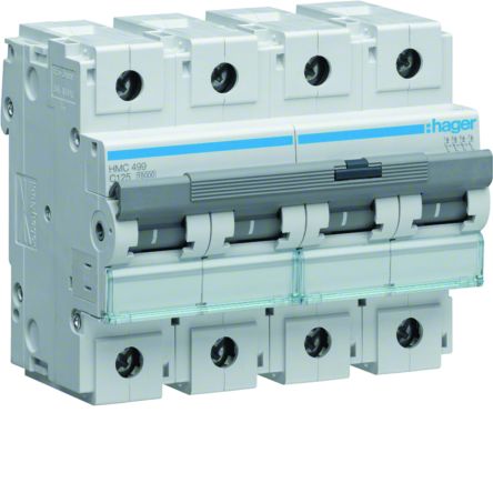 Hager HMC MCB, 4P, 125A, 400V AC, 15 Breaking Capacity [HMC499]; 602-119