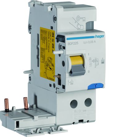 Hager BDF RCCB, 25A, 2 Pole, 30mA, Type AC [BDF225]; 602-165
