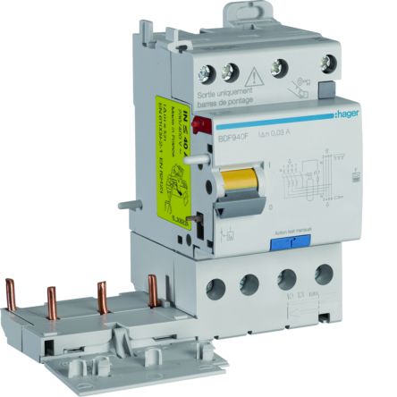 Hager BDF RCCB, 40A, 3P+N Pole, 30mA, Type F [BDF940F]; 602-176