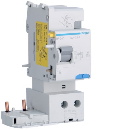 Hager BF RCCB, 40A, 2P Pole, 300mA, Type A [BF240]; 602-185