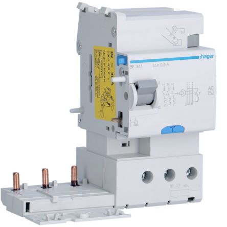 Hager BF RCCB, 40A, 3P Pole, 300mA, Type AC [BF341]; 602-188