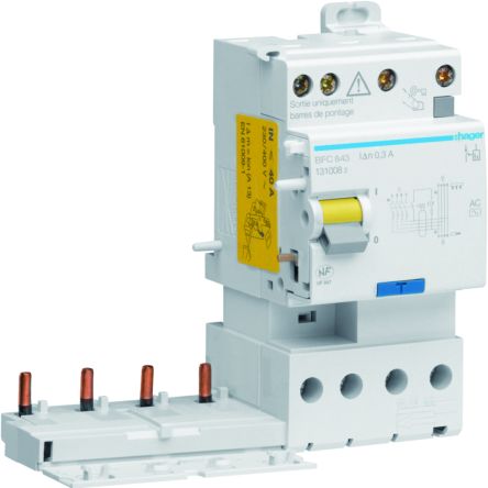 Hager BFC RCCB, 40A, 4 Pole, 300mA, Type AC [BFC843]; 602-193
