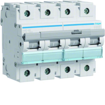 Hager HMD MCB, 4P, 100A, 400V AC, 15 Breaking Capacity [HMD490]; 602-235