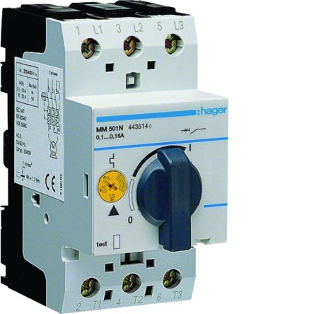 Hager 160 mA Motor Protection Circuit Breaker [MM501N]; 602-245