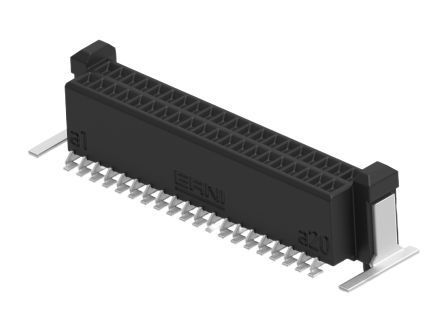 ERNI ERNI MicroCon Series Vertical Surface Mount PCB Socket, 40-Contact, 2-Row, 0.8mm Pitch, Surface Mount Termination [294005-E]; 602-316