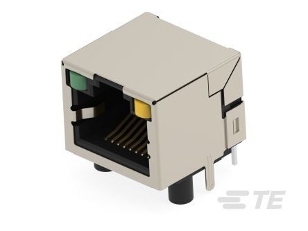 TE Connectivity 25015 Series Female Ethernet Connector, Through Hole, Cat5e Right Angle 1 Port 8 -Way [5-2501550-3]; 603-034