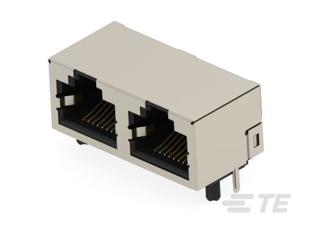 TE Connectivity 25015 Series Female Ethernet Connector, Through Hole, Cat5e Right Angle 2 Port 8 -Way [2501550-5]; 603-036