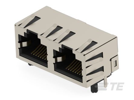 TE Connectivity 25015 Series Female Ethernet Connector, Through Hole, Cat5e Right Angle 2 Port 8 -Way [2501550-6]; 603-037