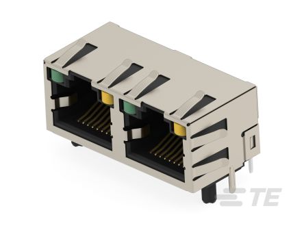 TE Connectivity 25015 Series Female Ethernet Connector, Through Hole, Cat5e Right Angle 2 Port 8 -Way [2501550-8]; 603-039