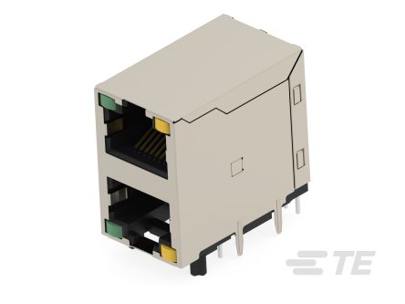 TE Connectivity 25015 Series Female Ethernet Connector, Through Hole, Cat5e Right Angle 2 Port 8 -Way [2501550-9]; 603-040