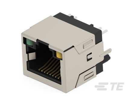 TE Connectivity 25015 Series Female Ethernet Connector, Through Hole, Cat5e Vertical 1 Port 8 -Way [2501551-4]; 603-044