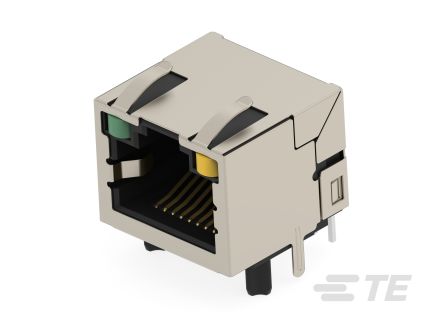 TE Connectivity 25015 Series Female Ethernet Connector, Through Hole, Cat5 Right Angle 1 Port 8 -Way [5-2501551-9]; 603-055