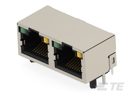 TE Connectivity 25015 Series Female Ethernet Connector, Through Hole, Cat5 Right Angle 2 Port 8 -Way [2501552-3]; 603-058