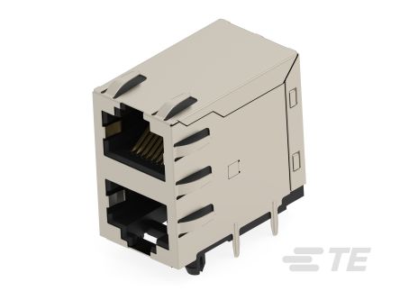 TE Connectivity 25015 Series Female Ethernet Connector, Through Hole, Cat5 Right Angle 2 Port 8 -Way [2501552-8]; 603-063