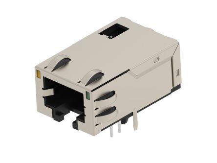 TE Connectivity 24890 Series Female Ethernet Connector, Hole Mount, Cat6a Right Angle 1 Port 8 -Way [2489048-1]; 603-066