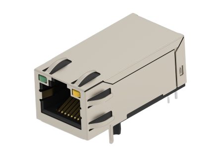 TE Connectivity 24891 Series Female Ethernet Connector, Hole Mount, Cat5 Right Angle 1 Port 8 -Way [2489115-2]; 603-076