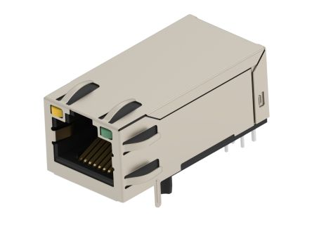 TE Connectivity 24891 Series Female Ethernet Connector, Hole Mount, Cat5 Right Angle 1 Port 8 -Way [2489117-2]; 603-078