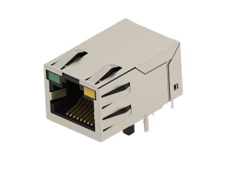 TE Connectivity 24889 Series Female Ethernet Connector, Hole Mount, Cat5 Right Angle 1 Port 8 -Way [2488960-3]; 603-083