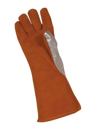 EDC PROTECTION E4554 Orange Leather Mechanical Protection Work Gloves, Aluminised Brontoguard Leather Coating [E4554-804]; 606-652